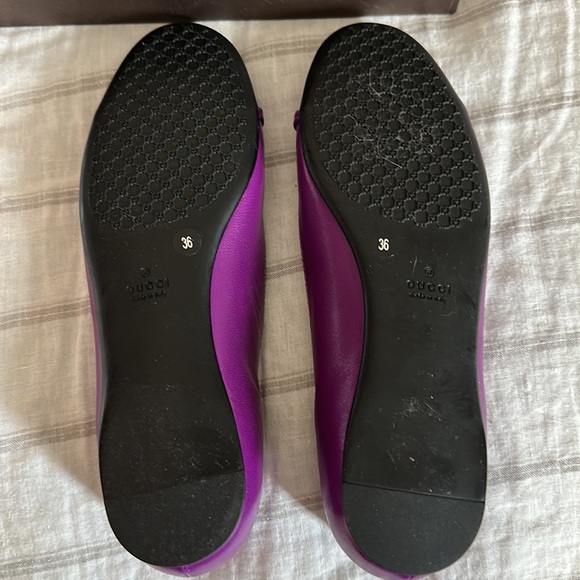 Gucci 283740 Sz 36 Round Toe Leather Flats Amethyst/ Violet Color NIB - Picture 6 of 9